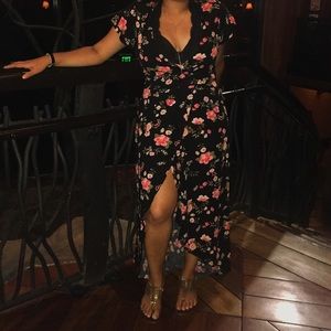 Floral maxi wrap dress